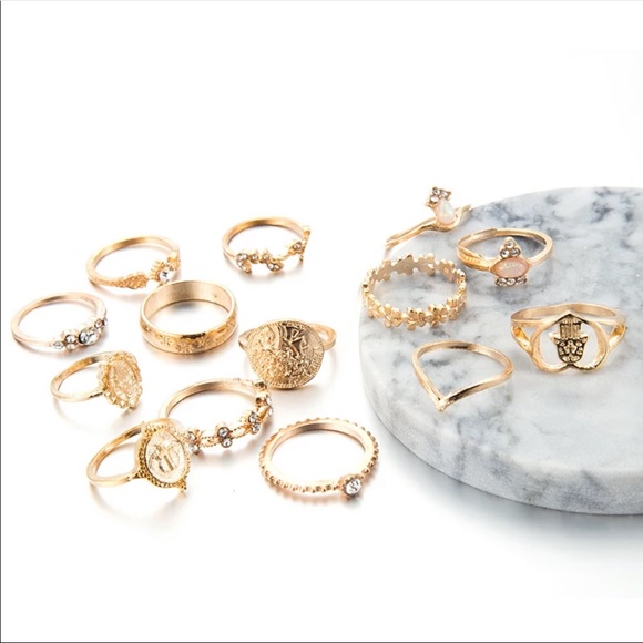 15pcs/set Bohemian Gold Ring Set - Picture 5 of 6